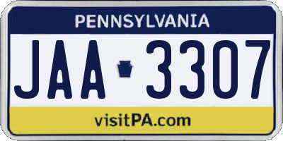 PA license plate JAA3307