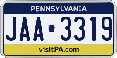 PA license plate JAA3319
