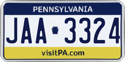 PA license plate JAA3324