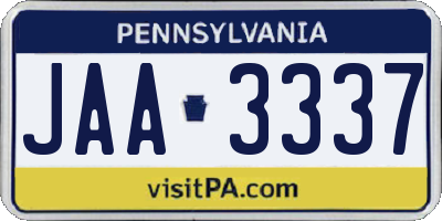 PA license plate JAA3337