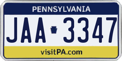 PA license plate JAA3347