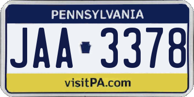 PA license plate JAA3378