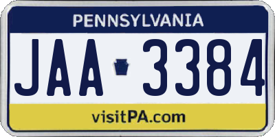 PA license plate JAA3384