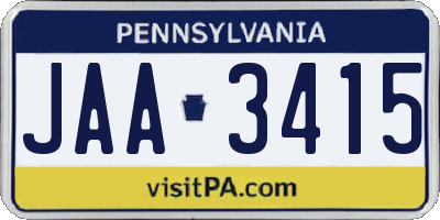 PA license plate JAA3415