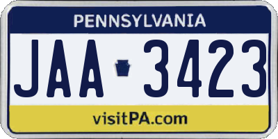 PA license plate JAA3423