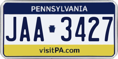 PA license plate JAA3427