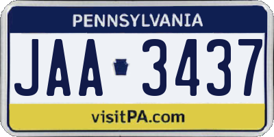PA license plate JAA3437