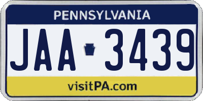 PA license plate JAA3439