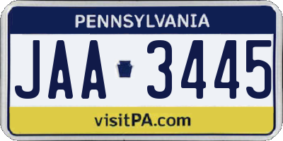 PA license plate JAA3445