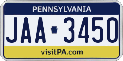 PA license plate JAA3450