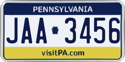 PA license plate JAA3456