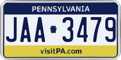 PA license plate JAA3479
