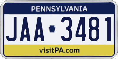 PA license plate JAA3481