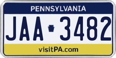 PA license plate JAA3482