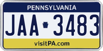 PA license plate JAA3483