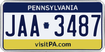 PA license plate JAA3487