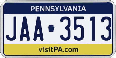 PA license plate JAA3513