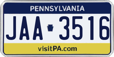 PA license plate JAA3516