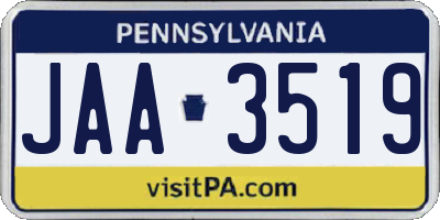 PA license plate JAA3519