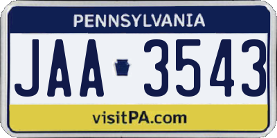 PA license plate JAA3543