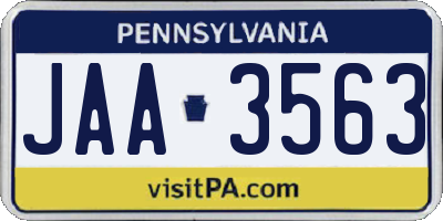 PA license plate JAA3563