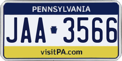 PA license plate JAA3566
