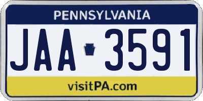 PA license plate JAA3591