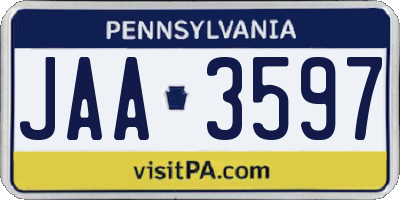 PA license plate JAA3597