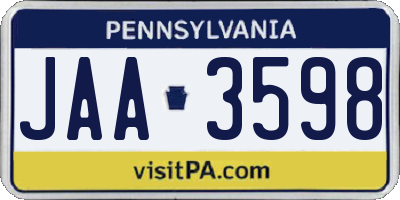 PA license plate JAA3598