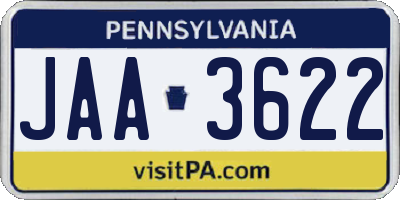 PA license plate JAA3622