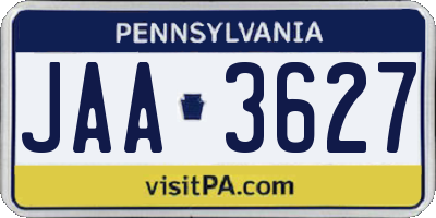 PA license plate JAA3627