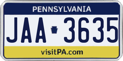 PA license plate JAA3635