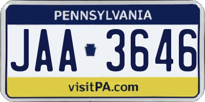 PA license plate JAA3646
