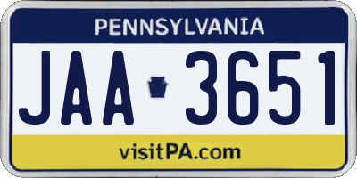 PA license plate JAA3651