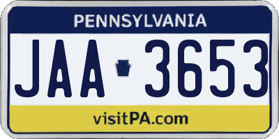 PA license plate JAA3653