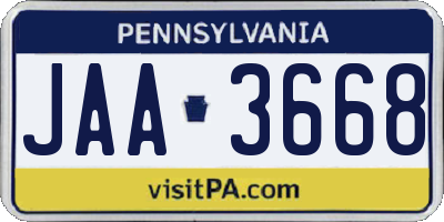 PA license plate JAA3668
