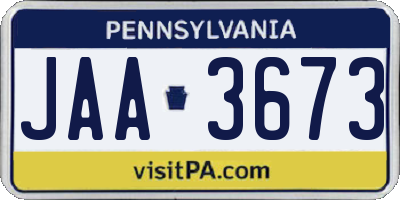 PA license plate JAA3673