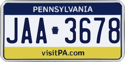 PA license plate JAA3678
