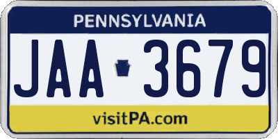 PA license plate JAA3679