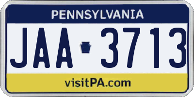 PA license plate JAA3713