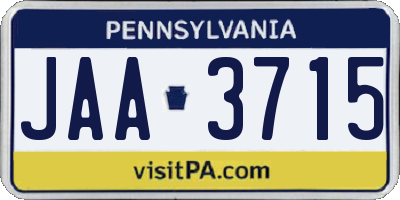 PA license plate JAA3715