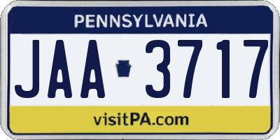 PA license plate JAA3717