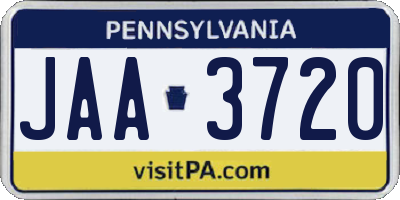 PA license plate JAA3720