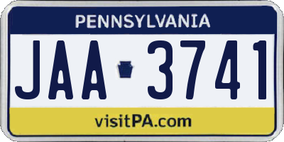 PA license plate JAA3741