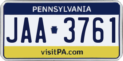 PA license plate JAA3761