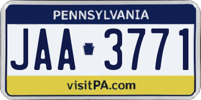 PA license plate JAA3771