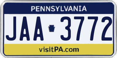 PA license plate JAA3772