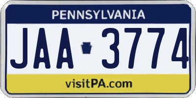 PA license plate JAA3774