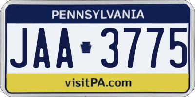 PA license plate JAA3775