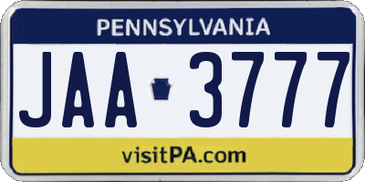 PA license plate JAA3777